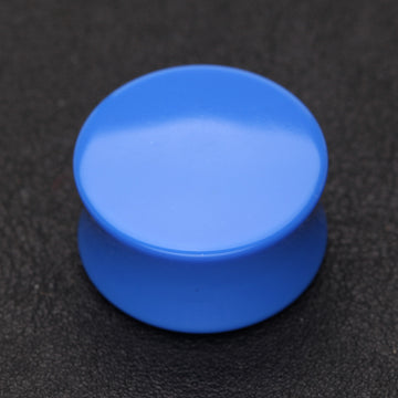 Detail View 1 of A Pair of Neon Colored UV Acrylic Double Flared Ear Gauge Plug-Blue